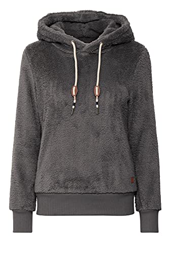 OXMO Anniken Hoodie Damen Kapuzenpullover Pullover mit Kapuze & Teddyfutter außen kurz, Größe:XXL, Farbe:Castlerock (180201) von OXMO