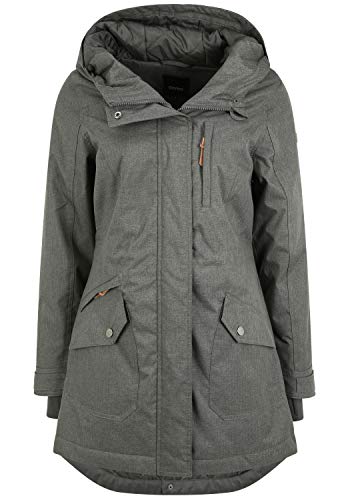 OXMO Bella Damen Übergangsmantel Parka Lange Jacke mit Kapuze, Größe:L, Farbe:DARK GREY (792890) von OXMO