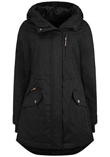 OXMO Bella Damen Übergangsmantel Parka Lange Jacke mit Kapuze, Größe:M, Farbe:BLACK (799000) von OXMO