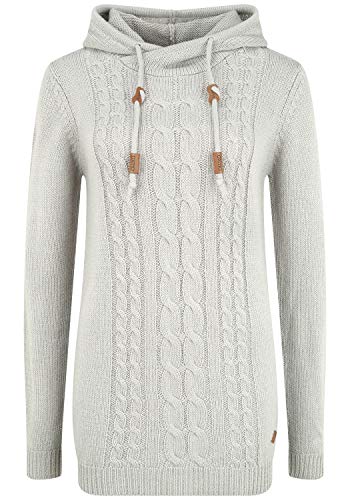 OXMO Cable Damen Strickpullover Grobstrick Pullover Mit Kapuze, Größe:S, Farbe:MID Grey (792842) von OXMO