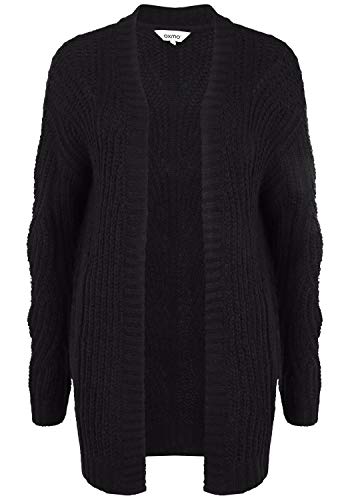 OXMO Clea Damen Lange Strickjacke Lochstrick Cardigan Strickcardigan, Größe:L, Farbe:Black (194007) von OXMO