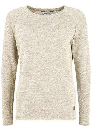 OXMO Daniela Damen Strickpullover Feinstrick Pullover mit Rundhalsausschnitt, Größe:XL, Farbe:Bone White (70016) von OXMO