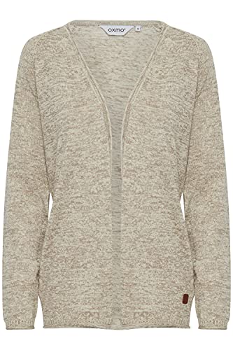 OXMO Danila Damen Strickjacke Feinstrick Cardigan Strickcardigan mit offenem V-Ausschnitt, Größe:S, Farbe:Bone White (70016) von OXMO