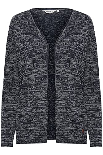 OXMO Danila Damen Strickjacke Feinstrick Cardigan Strickcardigan mit offenem V-Ausschnitt, Größe:S, Farbe:Navy (70230) von OXMO