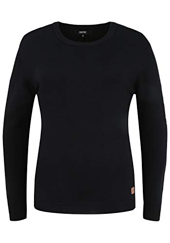 OXMO Edda Damen Strickpullover Feinstrick Pullover mit Rundhalsausschnitt, Größe:S, Farbe:Black (799000) von OXMO