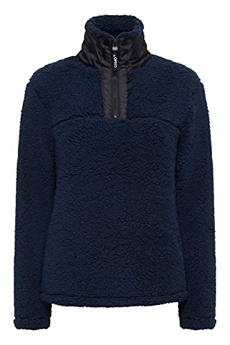 OXMO Elina Troyer Sweatshirt Herren Pullover Sweater mit Teddy Fell mit Stehkragen, Größe:L, Farbe:Total Eclipse (194010) von OXMO