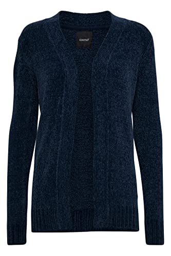 OXMO Elisabet Damen Lange Strickjacke Grobstrick Cardigan Longstrickjacke, Größe:S, Farbe:Insignia Blue (194010) von OXMO