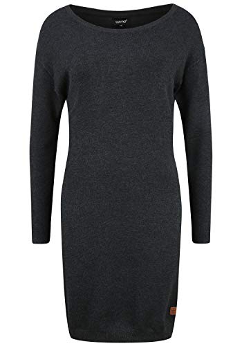 OXMO Ella Damen Strickkleid Feinstrickkleid Kleid mit Rundhals-Ausschnitt, Größe:M, Farbe:DAR Grey M (798288) von OXMO