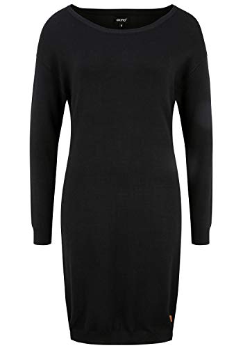 OXMO Ella Damen Strickkleid Feinstrickkleid Kleid mit Rundhals-Ausschnitt, Größe:S, Farbe:Black (799000) von OXMO