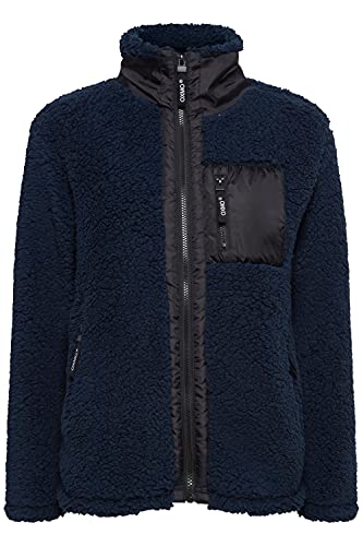 OXMO Ellin Sweatjacke Damen Jacke mit Teddyfutter außen kurz mit Stehkragen, Größe:L, Farbe:Total Eclipse (194010) von OXMO