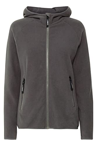 OXMO Finja Damen Fleecejacke Sweatjacke Jacke mit Kapuze, Größe:XS, Farbe:Pewter (185203) von OXMO
