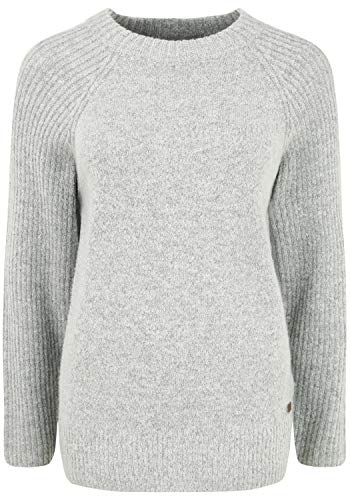 OXMO Gianna Damen Strickpullover Grobstrick Pullover mit Rundhalsausschnitt, Größe:S, Farbe:Light Grey Melange (200686) von OXMO