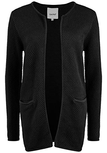 OXMO Hilda Damen Lange Strickjacke Feinstrick Cardigan Longstrickjacke, Größe:S, Farbe:Black (194007) von OXMO