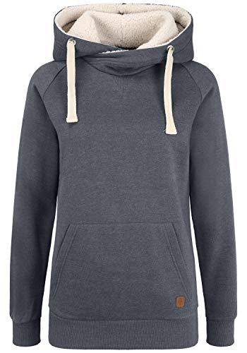 OXMO Julia Pile Damen Kapuzenpullover Hoodie Pullover Mit Kapuze Und Teddy-Fell, Größe:M, Farbe:Navy Teddy (70230) von OXMO