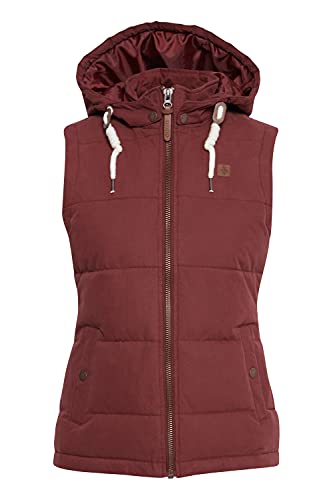 OXMO Lew Damen Weste Steppweste Outdoor Weste mit Kapuze, Größe:L, Farbe:WINE RED (790985) von OXMO