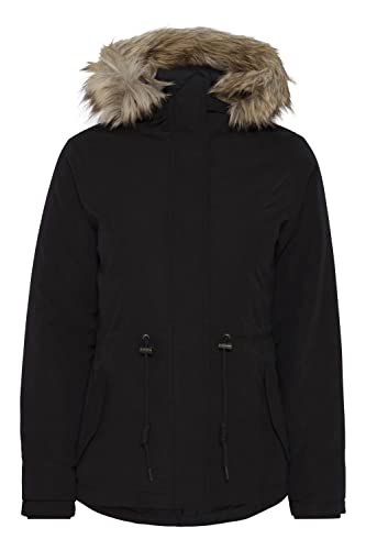 OXMO Lona Damen Winterjacke Damenjacke Jacke Mit Fellkapuze gefüttert mit hochabschließendem Kragen, Größe:L, Farbe:Black (194007) von OXMO