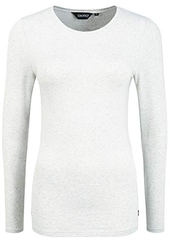 OXMO Marie Damen Longsleeve Langarmshirt Shirt mit Rundhalsausschnitt, Größe:L, Farbe:Oyster Grey Melange (200689) von OXMO