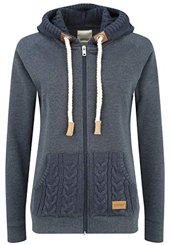 OXMO OXMatilda Damen Sweatjacke Kapuzenjacke Hoodie mit Kapuze Kängurutasche Baumwollmischung Regular fit, Größe:S, Farbe:INS BL Mel (7989915) von OXMO