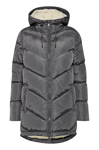 OXMO Naara Damen Steppmantel Wintermantel Winterjacke gefüttert mit hochabschließendem Kragen, Größe:XS, Farbe:Iron Gate (193910) von OXMO