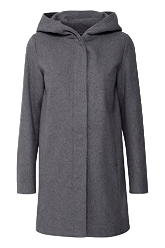 OXMO Nelina Damen Wintermantel Wollmantel Winterjacke gefüttert, Größe:L, Farbe:Medium Grey Melange (201146) von OXMO