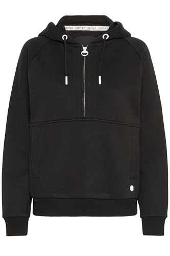 OXMO OXAndrea Damen Kapuzensweatjacke Sweater Pullover mit Kapuze Kordelzug Eingrifftaschen Rippbündchen Regular fit, Größe:M, Farbe:Black (194007) von OXMO