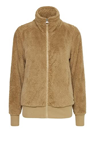 OXMO OXAnneka Sweatjacke Damen Jacke mit Teddyfutter außen kurz mit Stehkragen, Größe:XS, Farbe:Kelp (171022) von OXMO