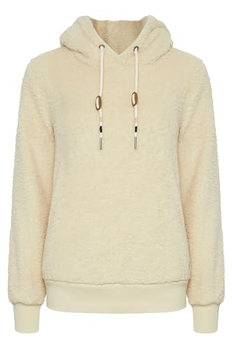 OXMO OXAnniken Fleecepullover Damen Kapuzenpullover Pullover mit Kapuze & Teddyfutter, Größe:M, Farbe:Cloud Dancer (114201) von OXMO