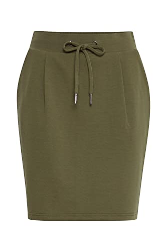 OXMO OXArna Damen Kurzer Rock Midi-Länge elastischer Bund mit Kordeln, Größe:S, Farbe:Ivy Green (190512) von OXMO