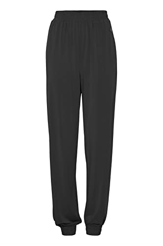 OXMO OXBRIANNA Damen Hose Jogginghose Relax-Hose lockere weiche Freizeithose aus hochwertigem Jersey mit elastischem Bund Regular-Fit, Größe:L, Farbe:Black (194007) von OXMO