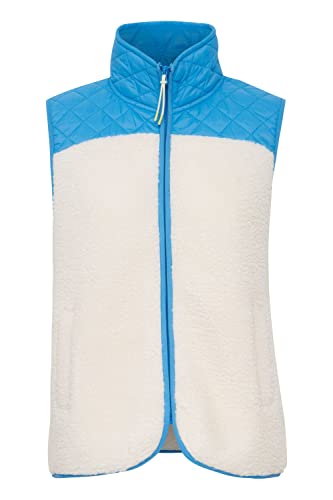 OXMO OXBetty Damen Weste Fleece Outdoor Weste hochwertiges Teddy Material Reißverschluss mit hochabschließendem Kragen Regular Fit, Größe:L, Farbe:Malibu Blue Mix (201743) von OXMO