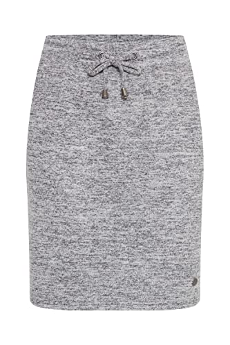 OXMO OXBirga Damen Kurzer Rock Sweatrock Midi mit elastischem Bund und Kordel, Größe:L, Farbe:Light Grey Melange (200686) von OXMO