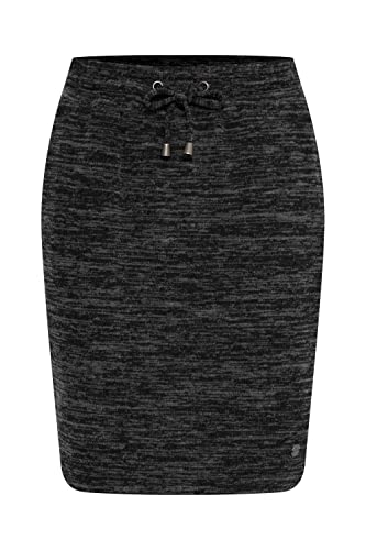 OXMO OXBirga Damen Kurzer Rock Sweatrock Midi mit elastischem Bund und Kordel, Größe:M, Farbe:Dark Grey Melange (200688) von OXMO