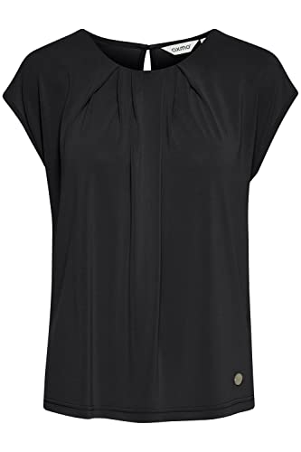 OXMO OXBjalla Jersey Top Damen Shirt Bluse mit Rundhalsausschnitt und kurzen Ärmeln, Größe:M, Farbe:Black (194007) von OXMO