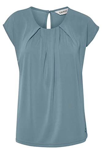 OXMO OXBjalla Jersey Top Damen Shirt Bluse mit Rundhalsausschnitt und kurzen Ärmeln, Größe:M, Farbe:Smoke Blue (174412) von OXMO