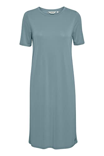 OXMO OXBrinja Damen Freizeitkleid Kleid T-Shirt-Kleid Midi mit kurzen Ärmeln, Größe:L, Farbe:Smoke Blue (174412) von OXMO