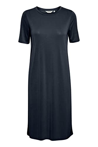 OXMO OXBrinja Damen Freizeitkleid Kleid T-Shirt-Kleid Midi mit kurzen Ärmeln, Größe:L, Farbe:Total Eclipse (194010) von OXMO