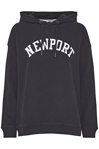 OXMO OXCOLISA Damen Kapuzenpullover Hoodie Pullover mit Kapuze 100% Baumwolle College-Look Frontprint überschnittene Ärmel, Größe:2XL, Farbe:Black (194007) von OXMO