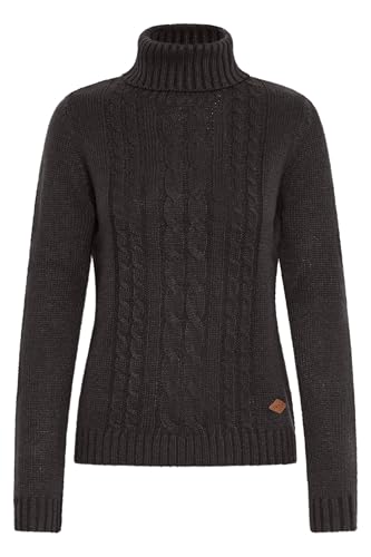 OXMO OXCathy Damen Rollkragenpullover Strickpullover Pullover mit Rollkragen Label-Badge Regular fit, Größe:L, Farbe:Black (799000) von OXMO