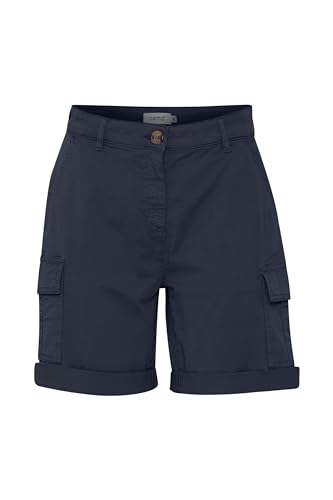 OXMO OXChanice Damen Cargoshorts Shorts Bermuda Kurze Hose mit Eingrifftaschen Gürtelschlaufen Baumwollmischung Regular fit, Größe:38, Farbe:Total Eclipse (194010) von OXMO