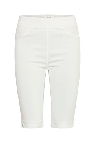 OXMO OXDITRINE Damen Chino Shorts Radlerhose Knielange Hose aus Viskose elastischer Bund Skinny-Fit, Größe:L, Farbe:Optical White (110601) von OXMO