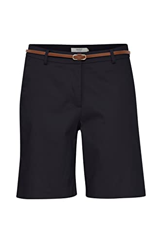 OXMO OXDaney Shorts Damen Chino Shorts Elegante Kurze Hose mit Kunstledergürtel Regular-Fit Baumwolle mit Stretch, Größe:38, Farbe:Black (194007) von OXMO