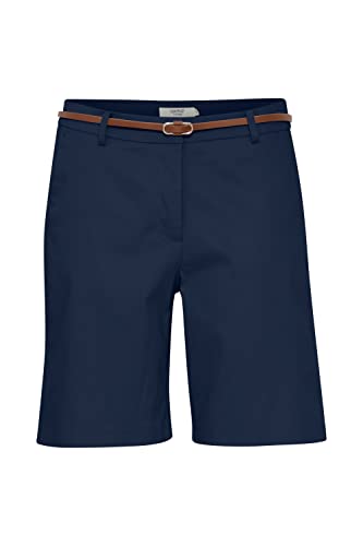 OXMO OXDaney Shorts Damen Chino Shorts Elegante Kurze Hose mit Kunstledergürtel Regular-Fit Baumwolle mit Stretch, Größe:40, Farbe:Copenhagen Night (194020) von OXMO