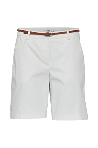 OXMO OXDaney Shorts Damen Chino Shorts Elegante Kurze Hose mit Kunstledergürtel Regular-Fit Baumwolle mit Stretch, Größe:42, Farbe:Off White (114800) von OXMO