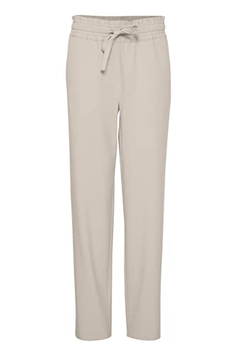 OXMO OXDania Pants Damen Hose Stoffhose mit Stretch Straight Leg Gerades Bein elastischer Bund mit Tunnelzug Regular-Fit, Größe:44, Farbe:Cement (140708) von OXMO
