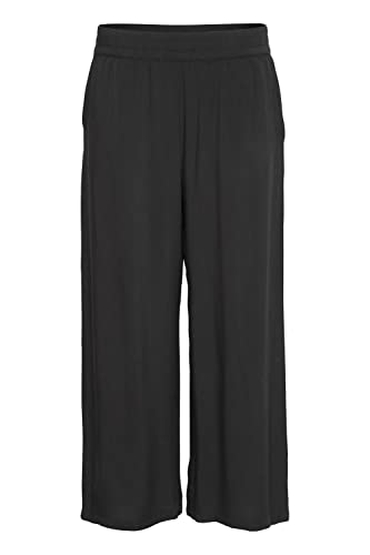 OXMO OXELISABETH Damen Hose Stoffhose Culotte Hose aus hochwertiger Viscose mit elastischem Bund Wide Leg Loose-Fit, Größe:36, Farbe:Black (200451) von OXMO