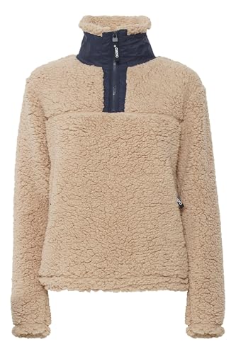 OXMO OXElina Troyer Sweatshirt Herren Pullover Sweater mit Teddy Fell mit Stehkragen, Größe:L, Farbe:Doeskin (151308) von OXMO