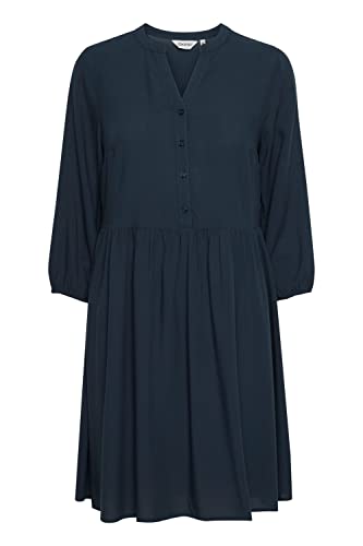 OXMO OXElva Damen Freizeitkleid Kleid Sommerkleid Midi mit 3/4-Ärmeln, Größe:38, Farbe:Total Eclipse (194010) von OXMO
