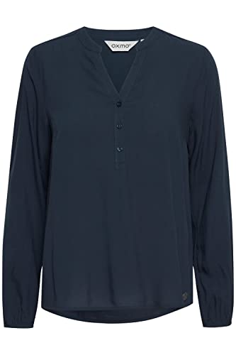 OXMO OXElvy Damen Bluse Langarm mit V-Ausschnitt, Größe:36, Farbe:Total Eclipse (194010) von OXMO