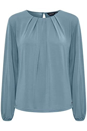 OXMO OXHal Damen Bluse Langarm mit Rundhals-Ausschnitt aus hochwertigem Modal-Mix Material, Größe:L, Farbe:Smoke Blue (174412) von OXMO