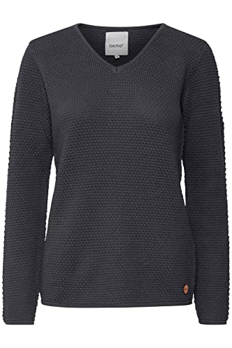 OXMO OXHanna Damen Strickpullover Feinstrick Pullover mit V-Ausschnitt 100% Baumwolle Regular fit, Größe:L, Farbe:Pewter (185203) von OXMO